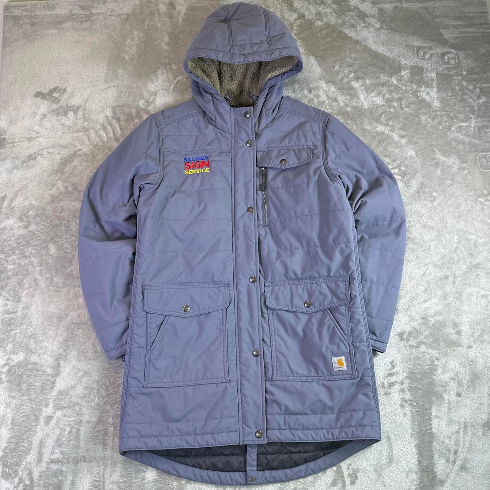 Carhartt Rain Defender Sherpalined Jacket Women’s M Hooded Workwear Embroidered